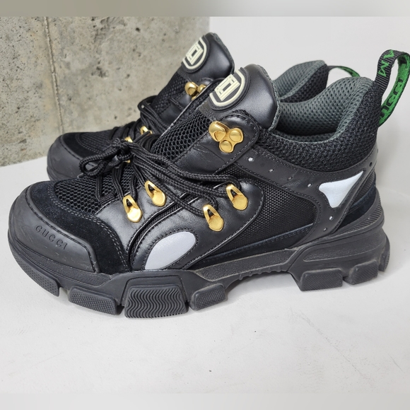 Men's EUC Black Gucci Flashtrek 543149 Italian Sneakers SZ 8 - Picture 4 of 9